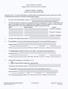 printable llc in nc  how to form an llc in north carolina north carolina llc operating agreement template example