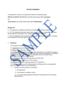 Printable Share Vesting Agreement Free Template Sample Lawpath Founder