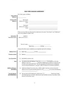download free new york sublease agreement  printable lease sublease agreement template new york doc