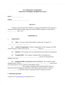 download single member llc operating agreement template operating agreement template doc pdf