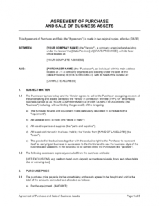 editable agreement of purchase and sale of business assets template furniture purchase agreement template