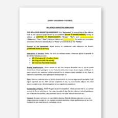 editable brand &amp;amp; influencer marketing agreement social media influencer agreement template word