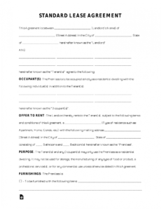 editable free standard residential lease agreement template  pdf standard residential lease agreement template doc