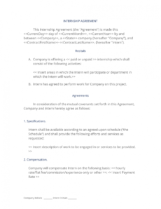 editable internship agreement nontechnical  3 easy steps unpaid internship agreement template pdf