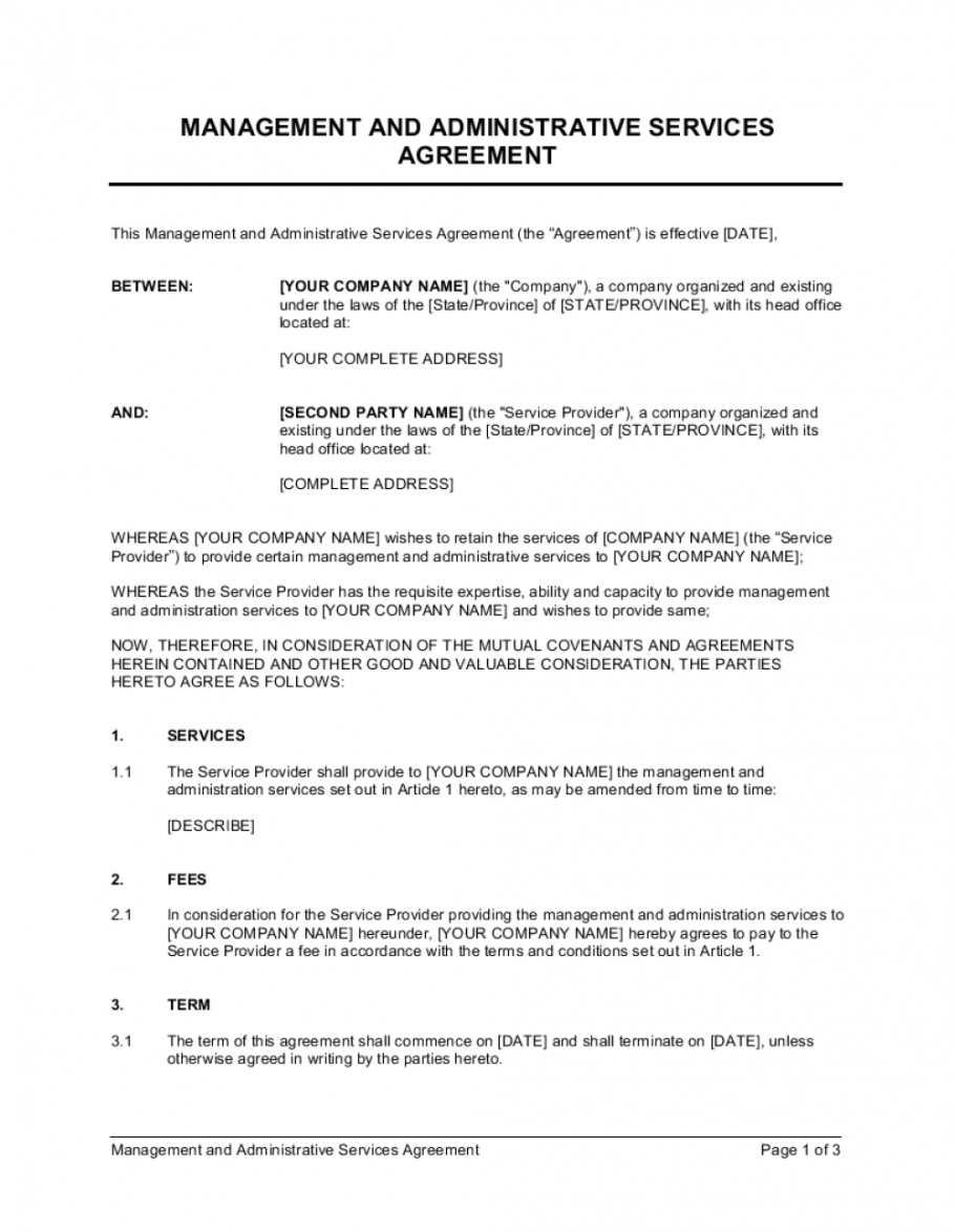 editable management and administrative services agreement template service provider agreement template