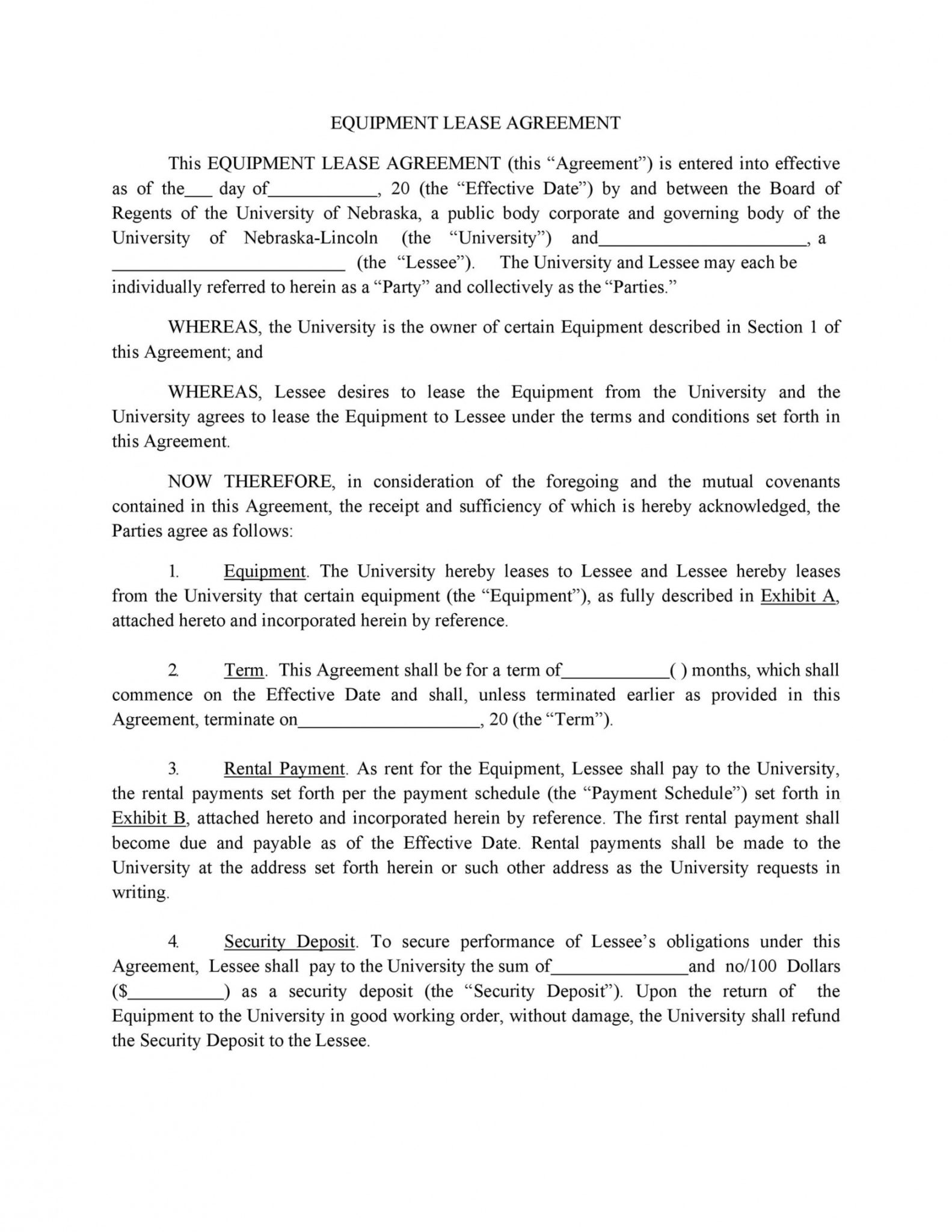 Free 44 Simple Equipment Lease Agreement Templates Templatelab Music 