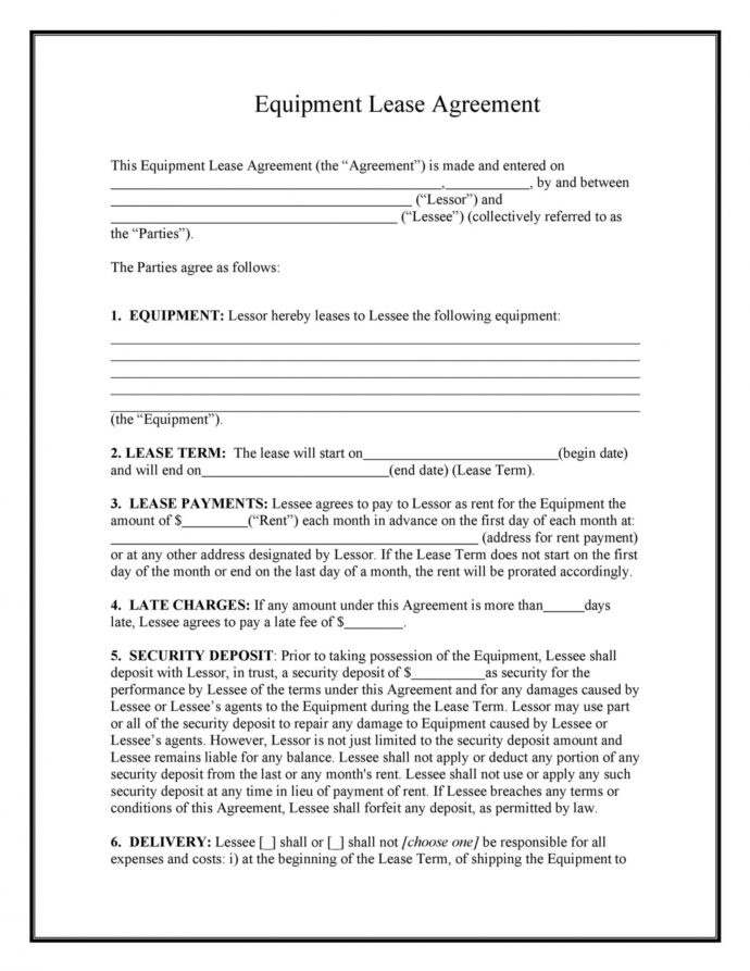 Free 44 Simple Equipment Lease Agreement Templates Templatelab Music 