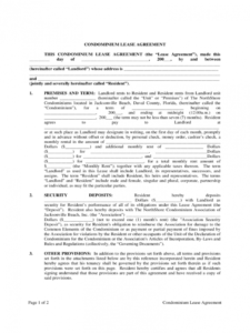 free condo lease agreement  10 free templates in pdf word condo lease agreement template pdf