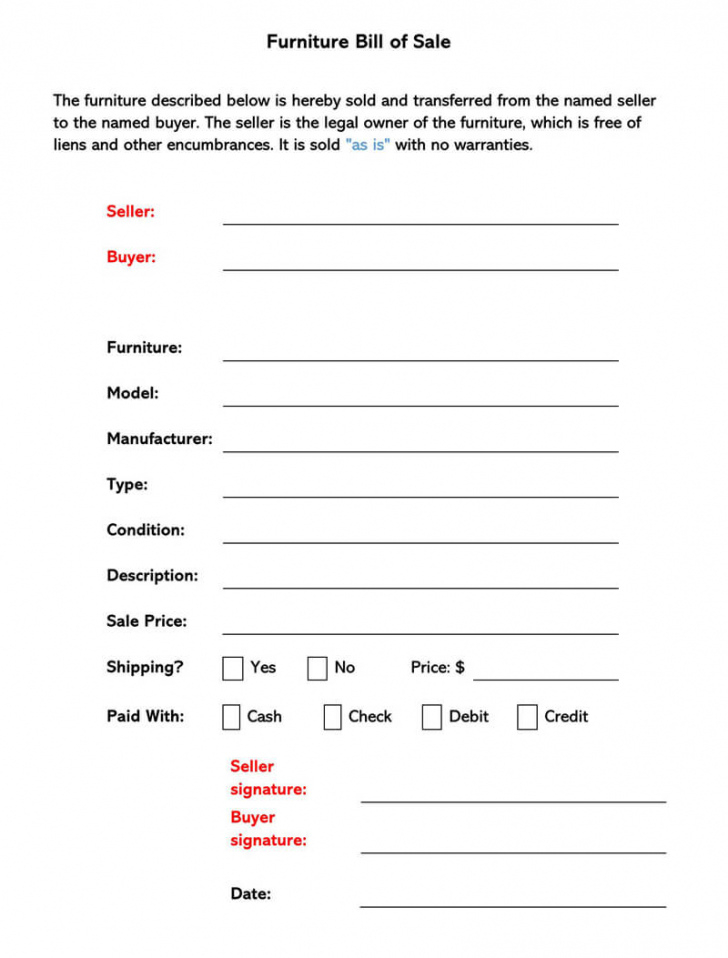 free furniture bill of sale form free forms &amp; templates furniture purchase agreement template pdf
