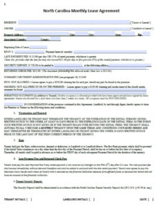 free north carolina monthtomonth lease agreement template rental agreement template nc sample
