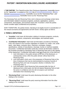 free patent invention nondisclosure agreement nda  pdf international nda agreement template pdf