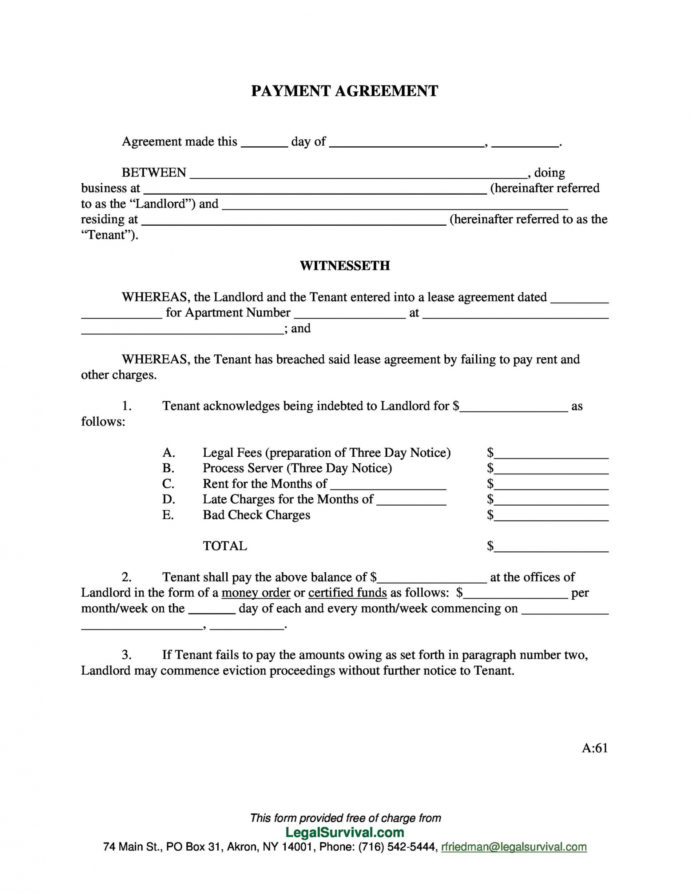 Free Payment Agreement 40 Templates Contracts Templatelab Three 