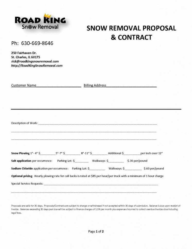 free snow removal contract templates ~ addictionary snow removal agreement template excel