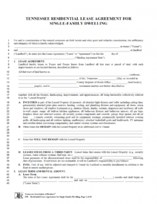 free tennessee rental lease agreement templates  pdf rental agreement template tennessee