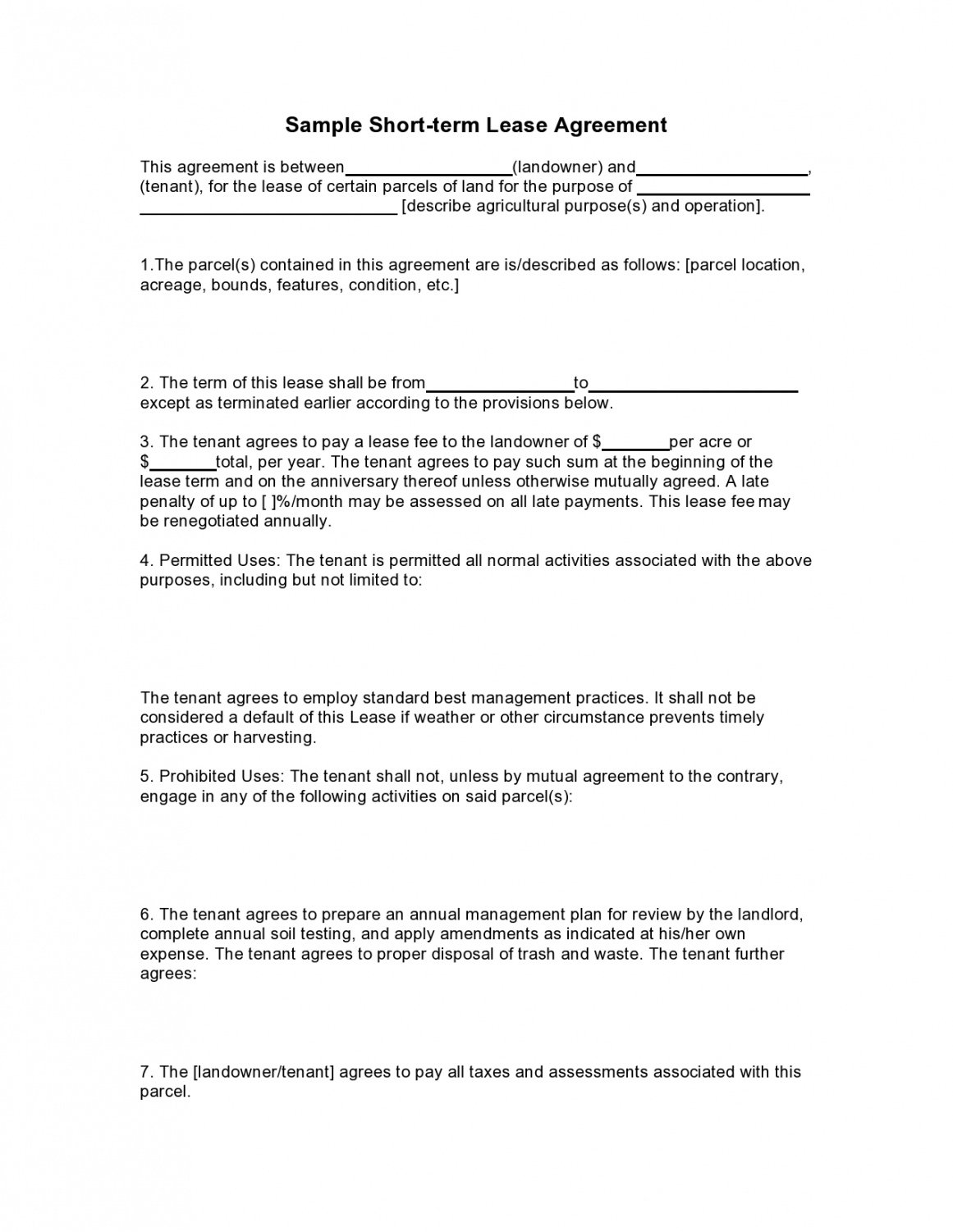 Examples Of Land Lease Agreements