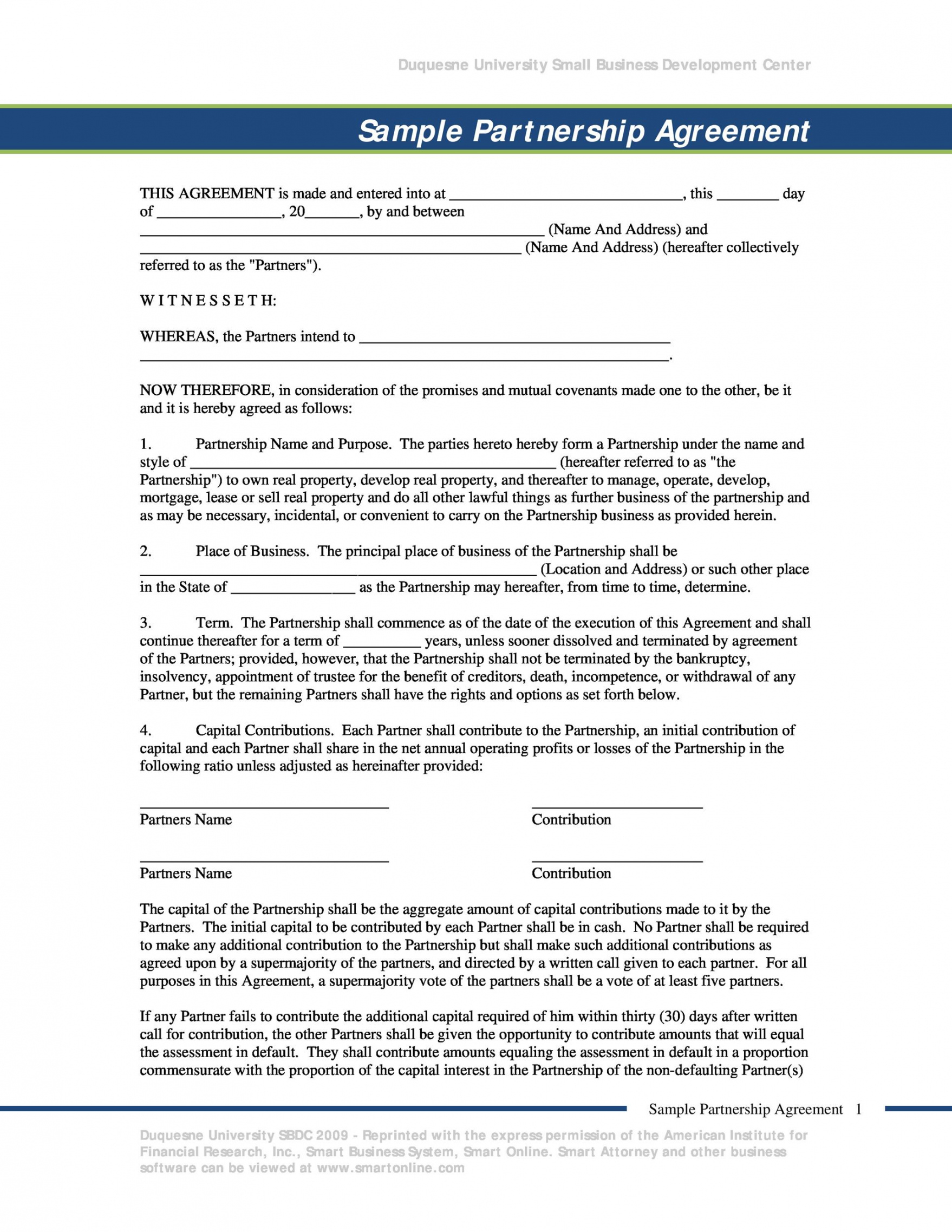 printable 40 free partnership agreement templates business general business partnership agreement template pdf