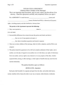 printable 43 official separation agreement templates  letters  forms nys separation agreement template pdf