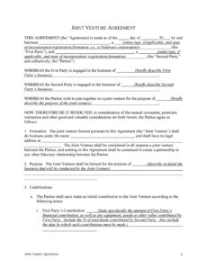 printable 53 simple joint venture agreement templates pdf doc ᐅ brand partnership agreement template example