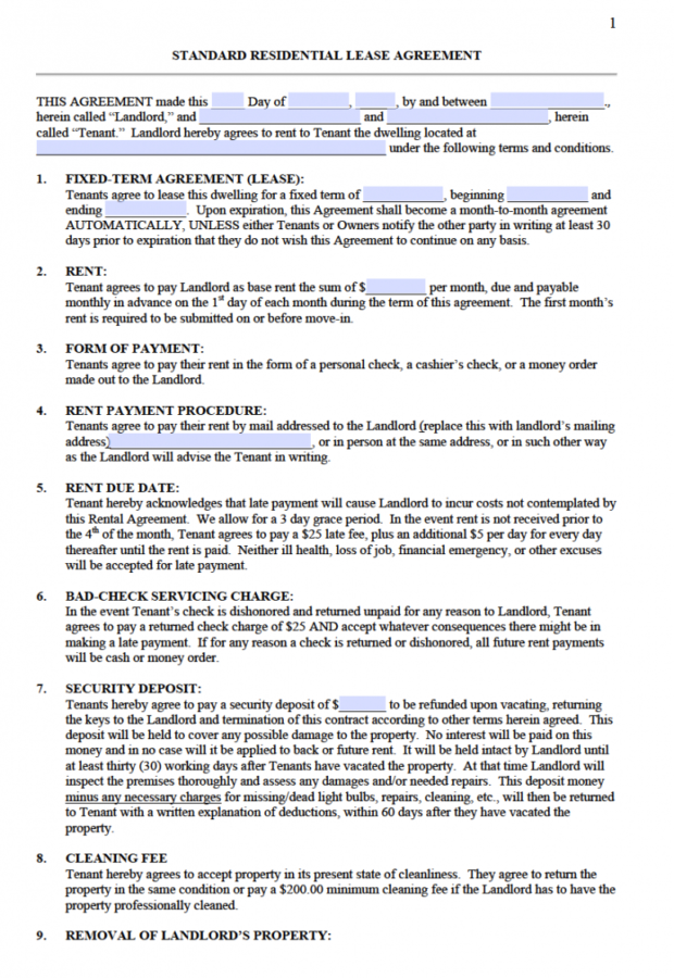 Printable Free Standard Residential Lease Agreement Templates Pdf Word Printable Free Standard Residential Lease Agreement Templates Pdf Word