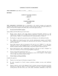 printable general staffing agreement general staffing agreement template word