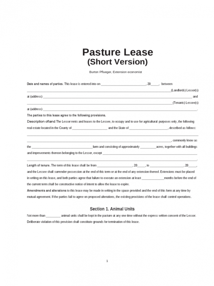printable pasture lease agreement  4 free templates in pdf word pasture lease agreement template pdf