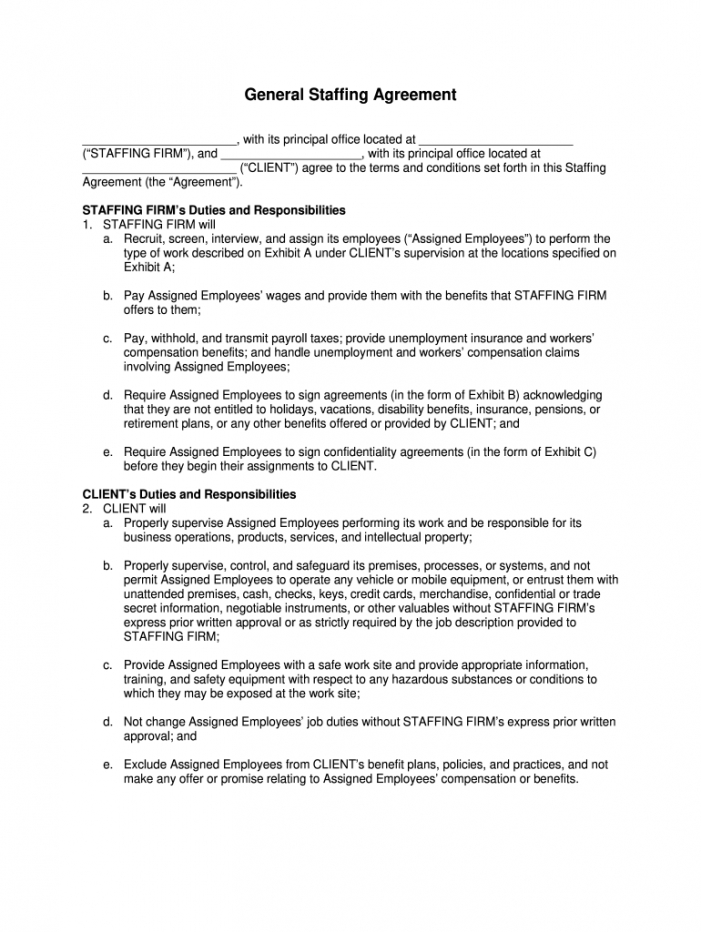 General Staffing Agreement Template