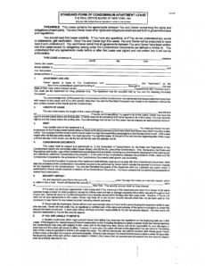 printable standard form of condominium lease agreement free download condo lease agreement template word