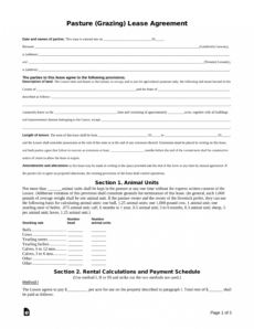 sample free pasture grazing rental lease agreement template  pdf pasture lease agreement template pdf