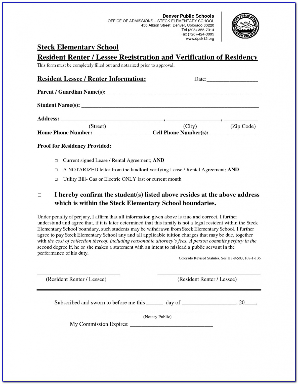 Printable Notarized Lease Agreement