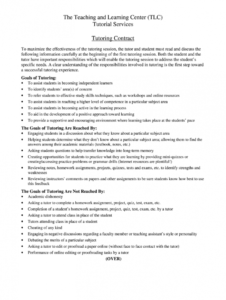 tutoring contract  fill online printable fillable blank tutoring agreement template example