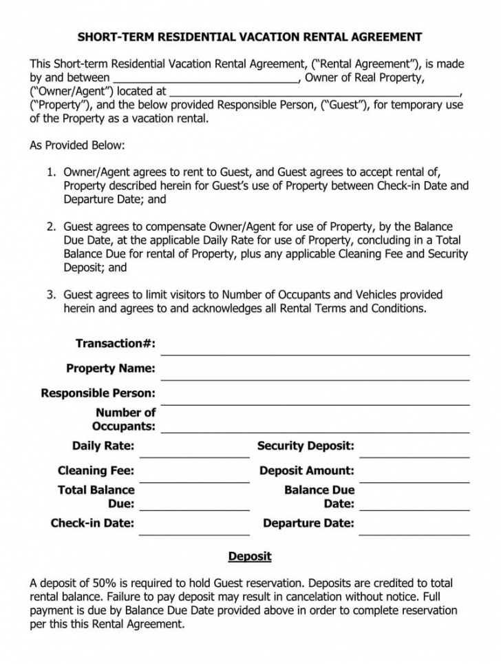 editable free shortterm rental lease agreement templates