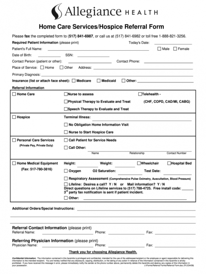 Editable Home Health Referral Form Fill Out And Sign Printable Pdf Template Signnow Home Health 2644