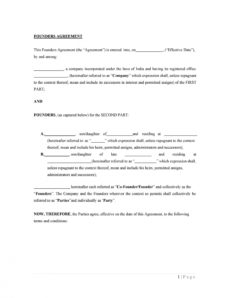 free 22 great founders agreement tramples for any startup ᐅ co founder separation agreement template sample