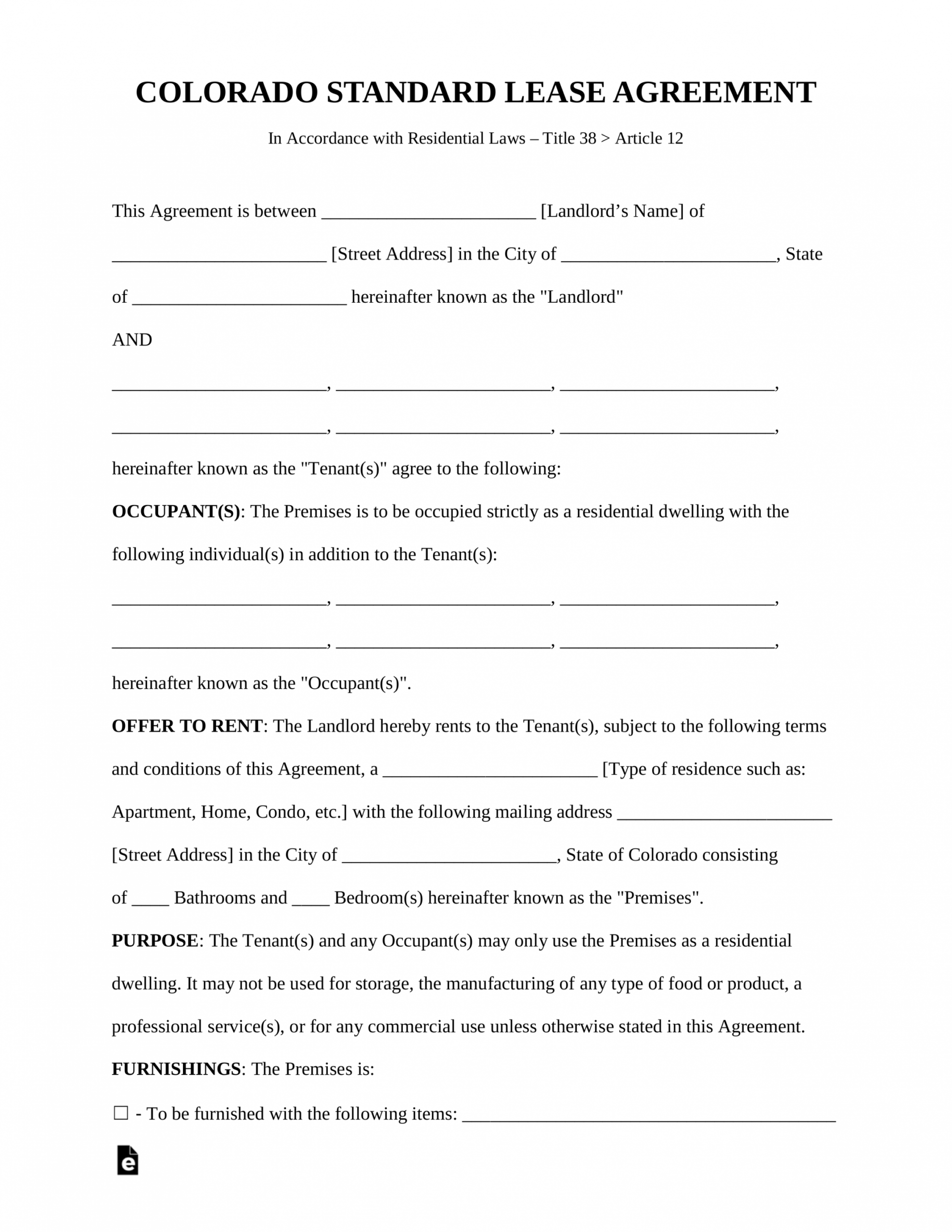 free colorado standard residential lease agreement template apt lease agreement template example