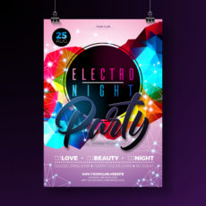 free night dance party poster design with abstract modern dance party poster template