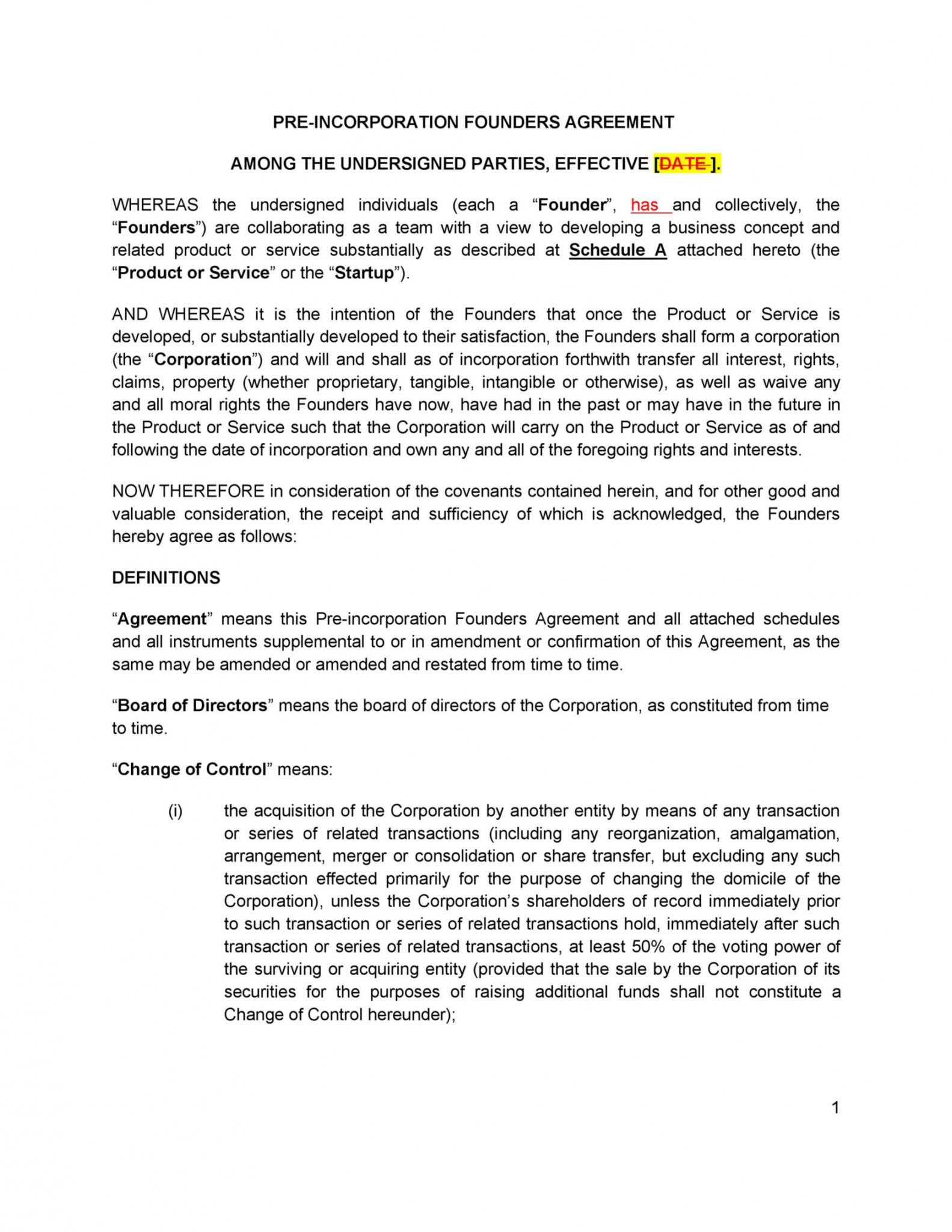 Printable 22 Great Founders Agreement Tramples For Any Startup Co 