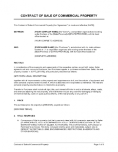 printable contract of sale of commercial property template sale of house agreement template pdf
