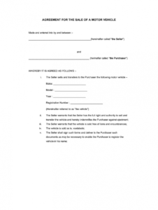 Auto Sale Agreement Template