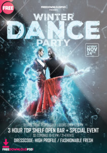 printable winter dance  free psd flyer template  stockpsd dance party poster template sample