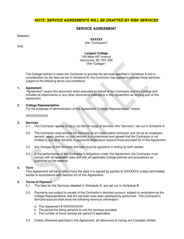 Sample 11 Service Agreement Contract Template Examples Pdf Word Service