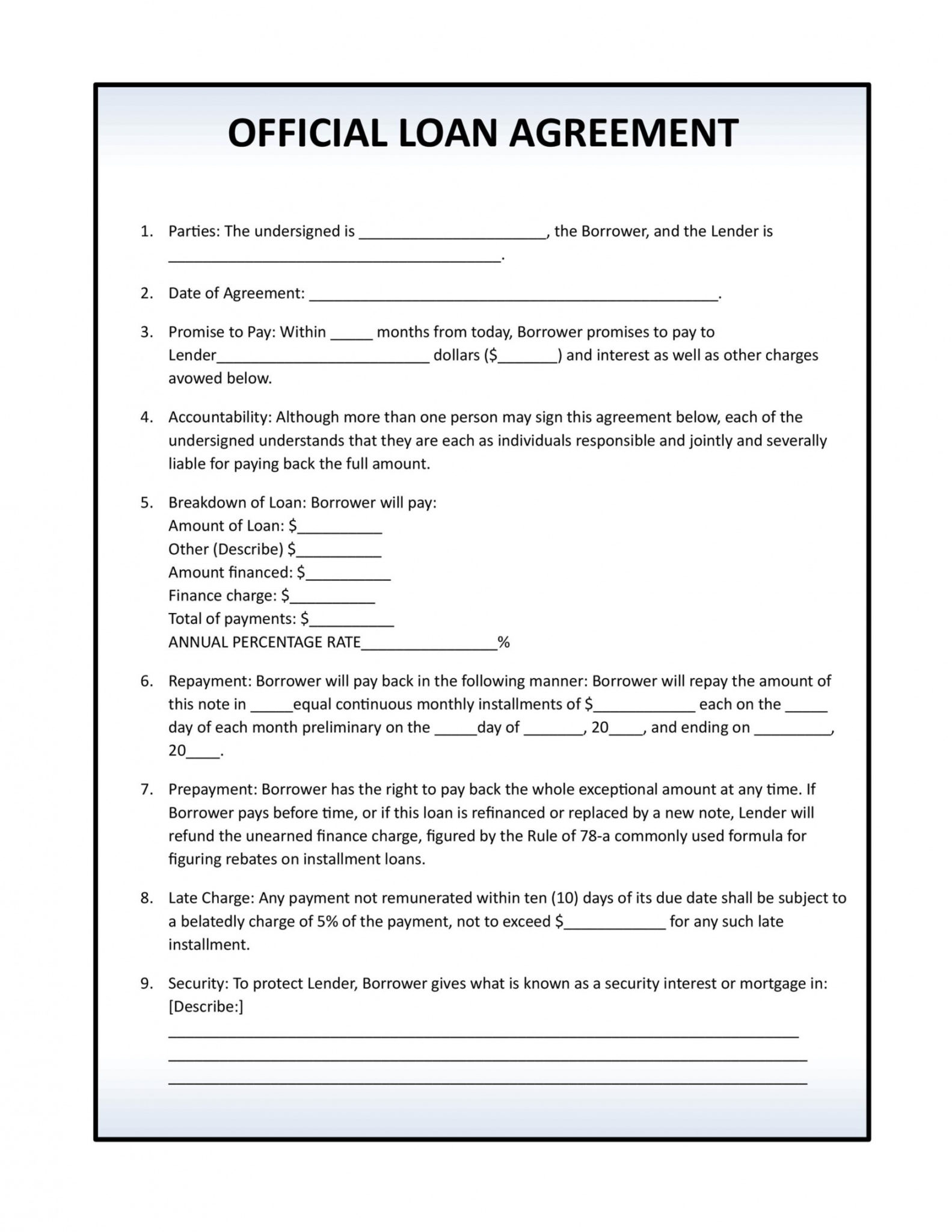 Sample 40 Free Loan Agreement Templates Word Pdf Templatelab 