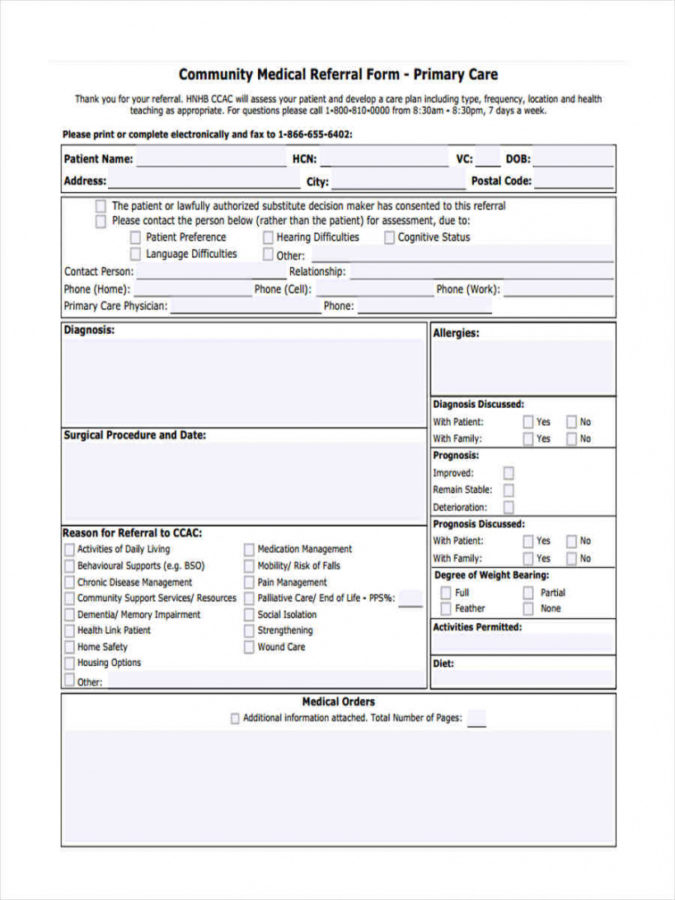 Sample Free 7 Medical Referral Forms In Pdf Ms Word Home Health Referral Form Template Word 8309