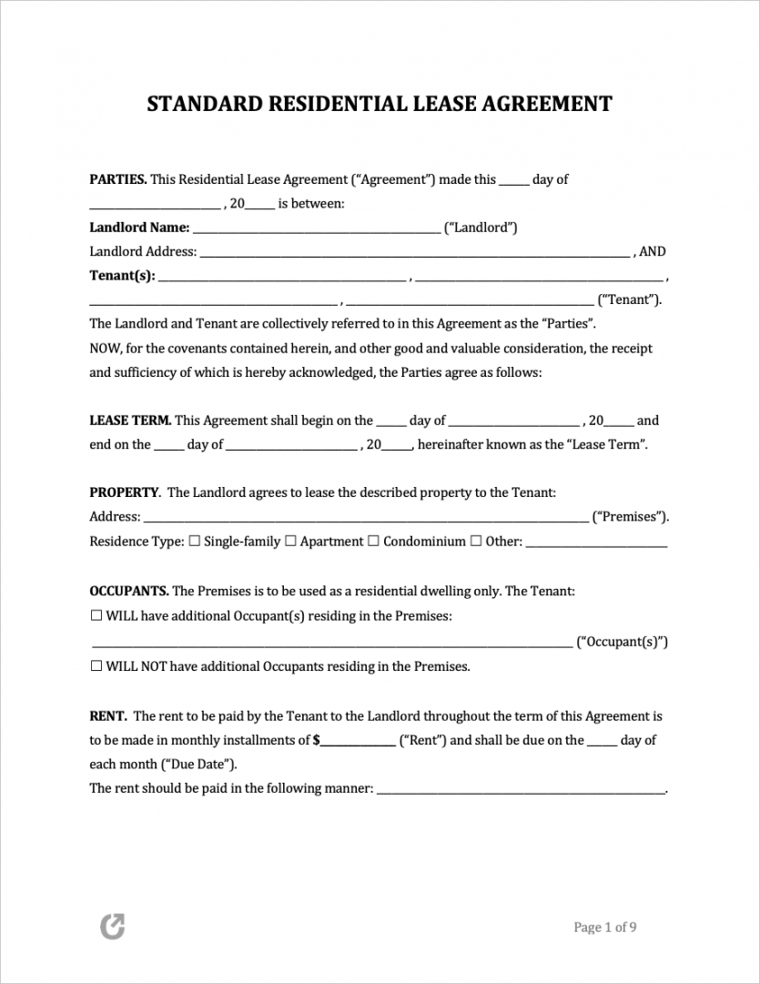 sample free lease agreement templates pdf word rtf apartment rental