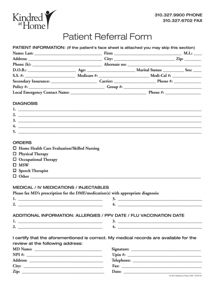 Kindred At Home Referral Form 2020 2022 Fill And Sign 2633