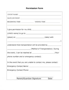 35 permission slip templates &amp;amp; field trip forms field trip release form template doc