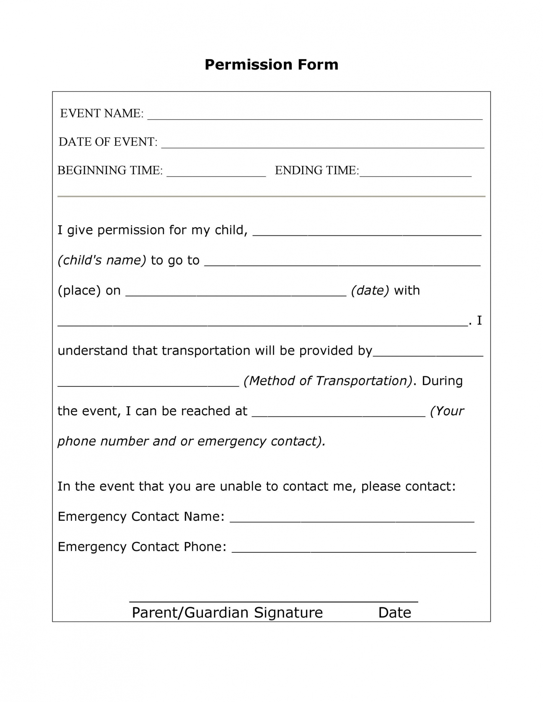 35 permission slip templates &amp; field trip forms field trip release form template doc