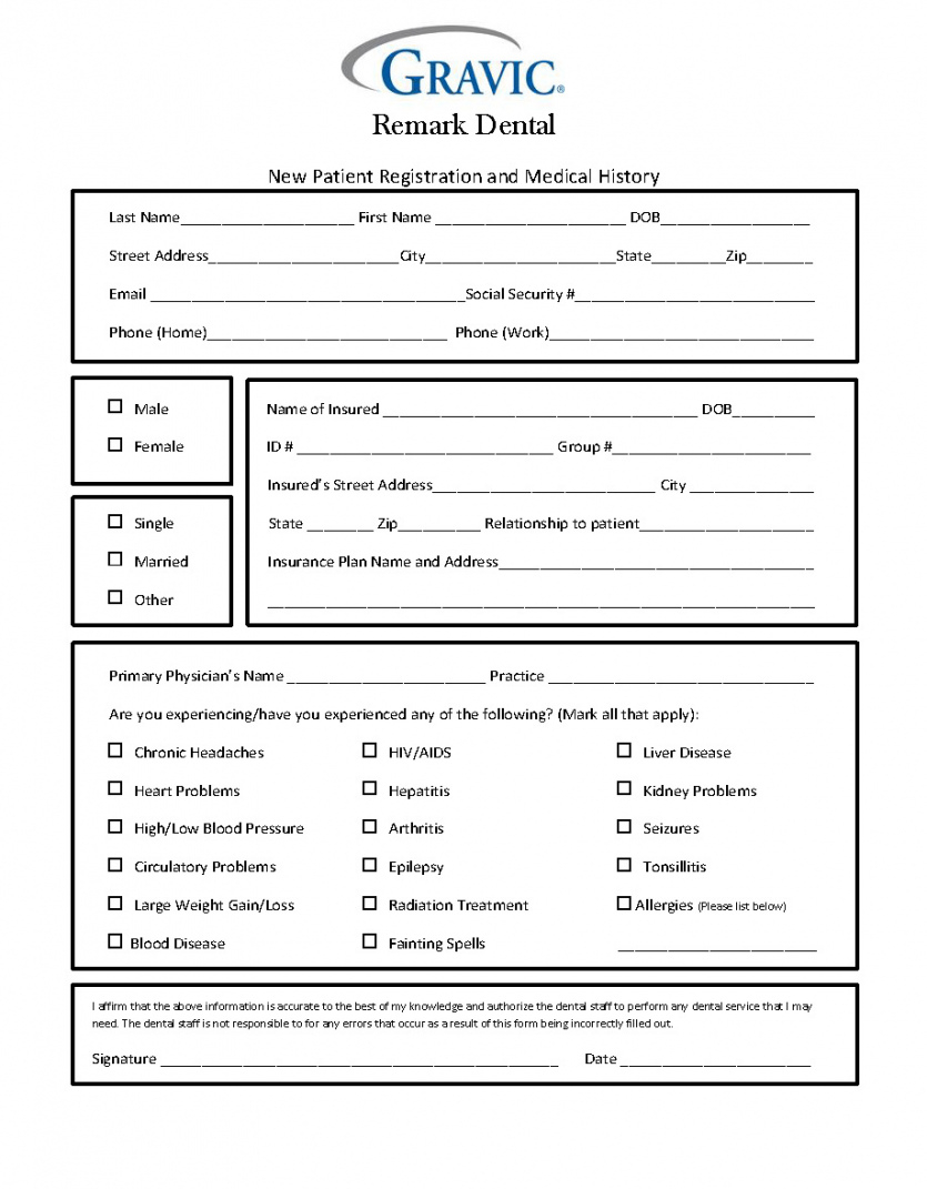 Dental Patient Information Form Template