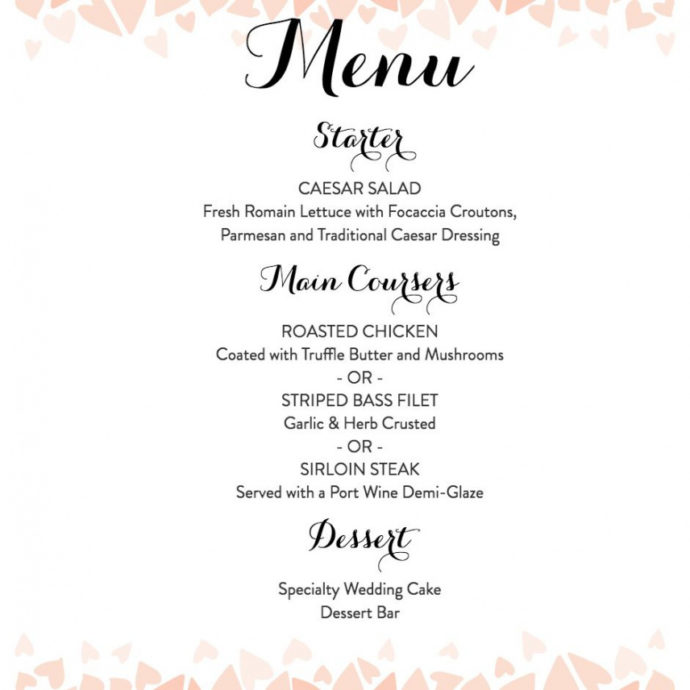 Wedding Menu Templates Free Download