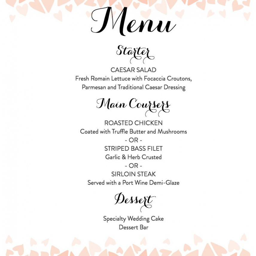 free download a free wedding menu template wedding buffet menu template excel