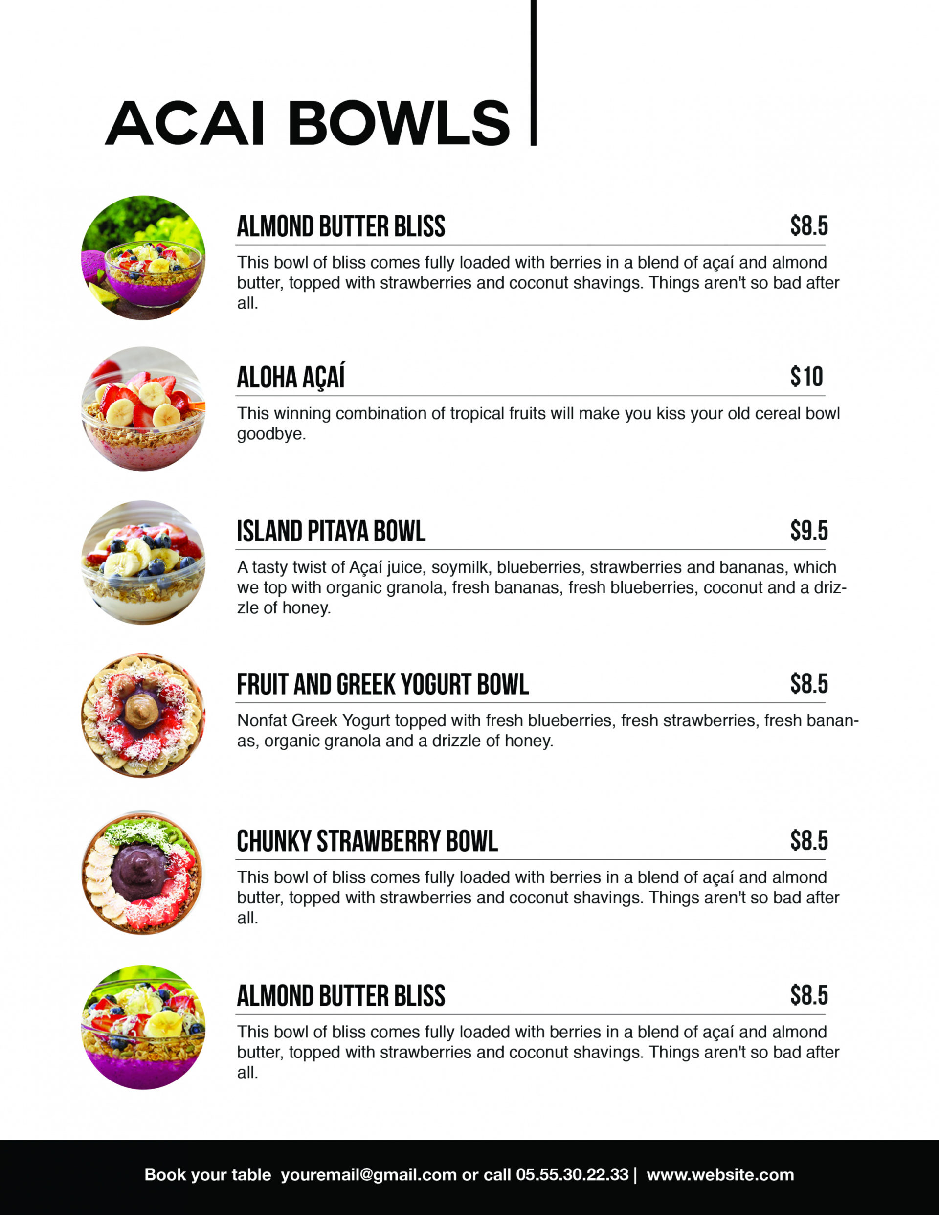 Free Food Menu Template Id31 Smoothie Menu Template Excel ...